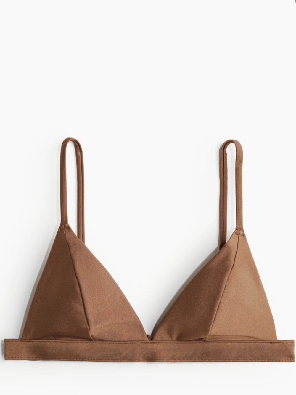 H&M PADDED TRIANGLE BIKINI TOP BROWN SIZE US 10 NWT